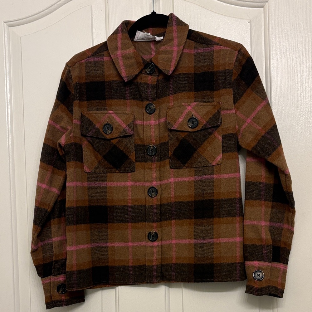 BB Dakota Steve Madden Plaid Jacket - Brown and Pink